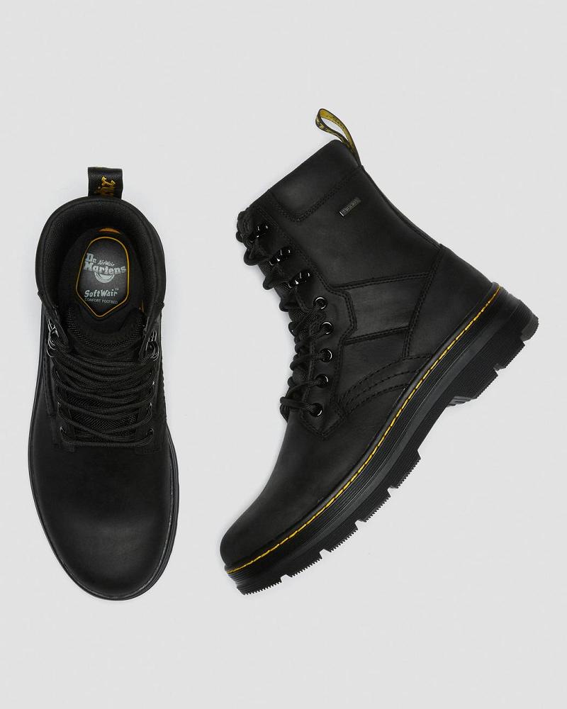 Black Men's Dr Martens Iowa Waterproof Poly Ankle Boots | CA 443SGL